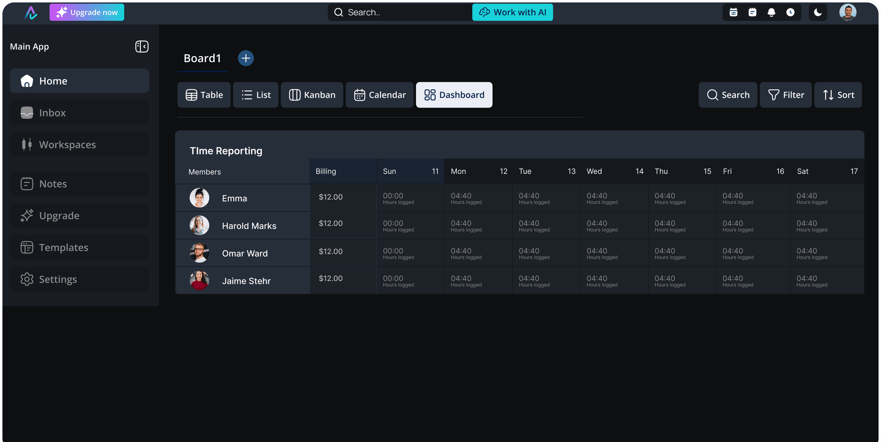 Spaces & Boards Interface